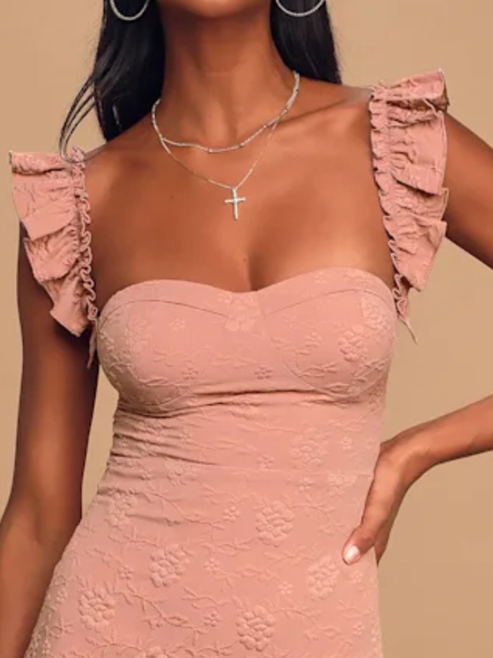 Lulu's Butterfly Kisses Mauve Pink Jacquard Mini Dress - Picture 15 of 15